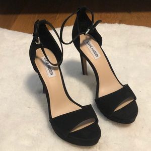 Steve Madden Kisha Sandal Heels Black Suede Sz 8.5